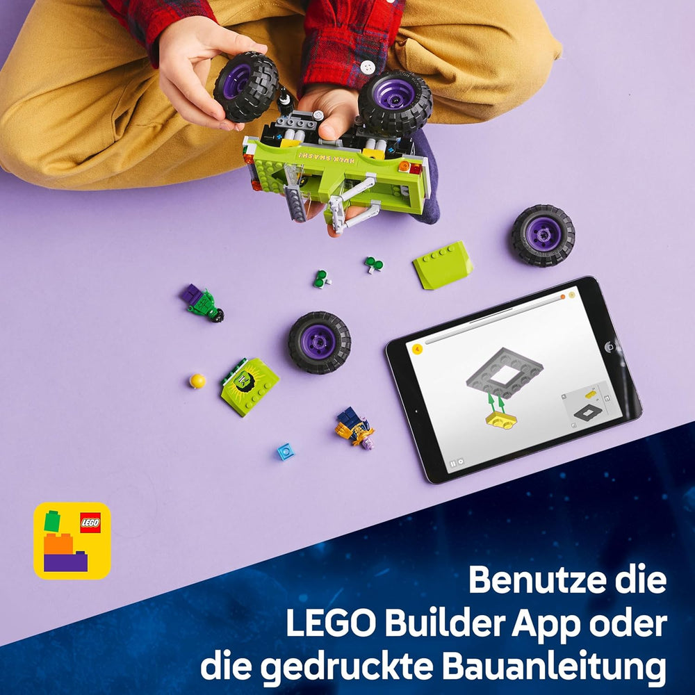 LEGO ǀ Marvel Camión Hulk Vs. Thanos - Kreatives Superhelden Spielzeug - Avengers Fahrzeug und Minifiguren - Monstertruck für Spielspaß - Geschenk für Jungen und Mädchen ab 7 Jahren - 76312