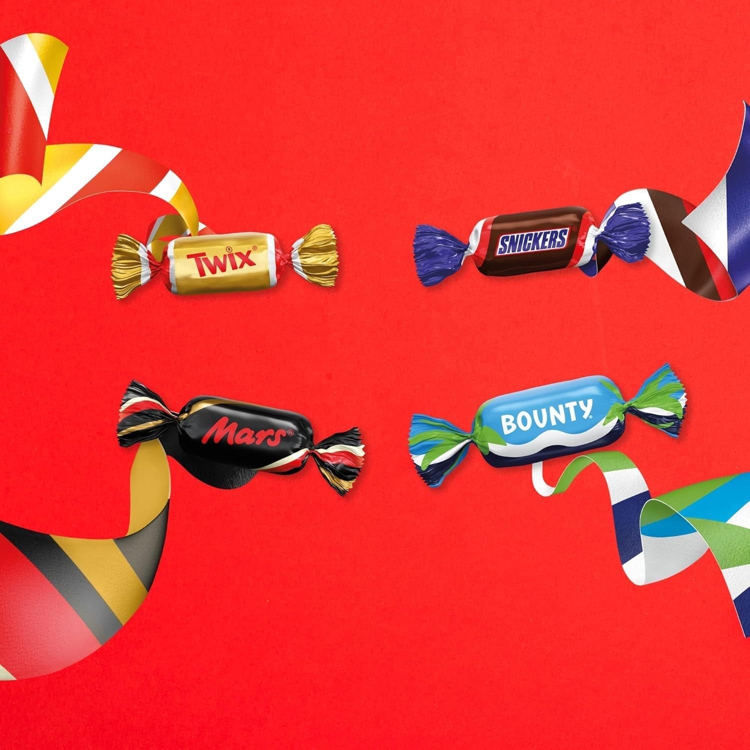 Mix de miniaturas, Mars, Snickers, Bounty & Twix, Barritas clásicas en formato mini, 296 Barritas, Caramelos de Chocolate 3Kg Naty Shop