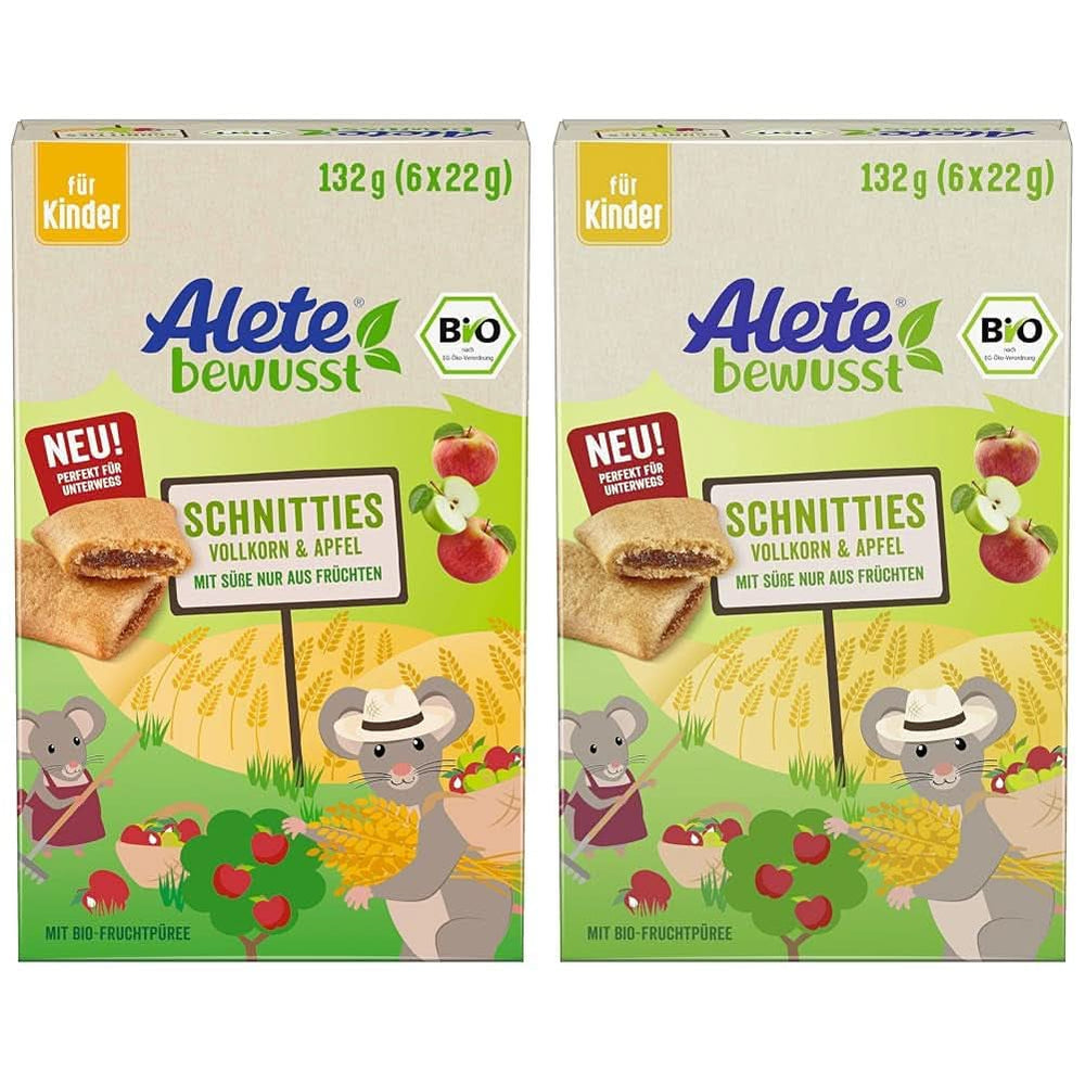Alete Bio Schnitties cereales integrales y manzanas 6 X 22 gramos Madre e Hijo Naty Shop 2 x 132 gramos