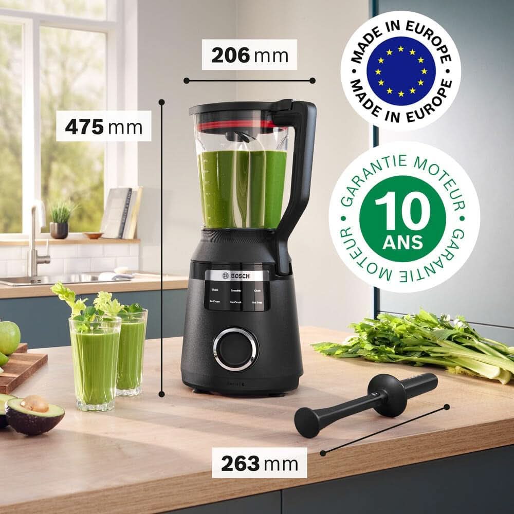 Batidora amasadora Vitapower, Serie 6, 1.800 W, 6 Programas, Prospeed Klingen, Tritan™-Krug, Schwarz, MMB6652B Cocina Naty Shop