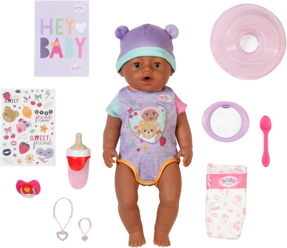 BABY Born Eva - 43 cm große Babypuppe - 10 Funktionen inkl. Accessoires & Strampler - Funktioniert komplett ohne Batterien - Geeignet für Kinder ab 3 Jahren