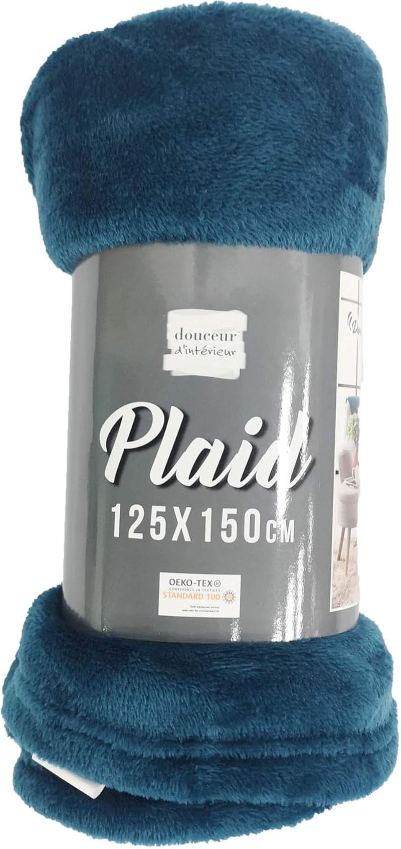 Douceur D'Intérieur FLANOU Cuadros, Poliéster, Azul, 125 X 150 Cm Edredones y colchas Naty Shop