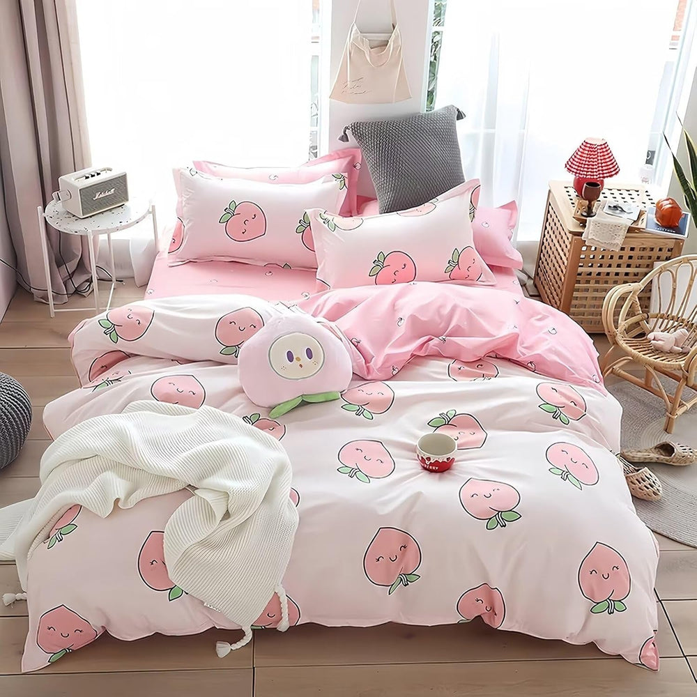 Kids Mädchen Cute Katze Kitty Katzenmotiv Bettwäsche Kinder Katzenbettwäsche Kinderbettwäsche Bed Duvet Cover Bedding Set 135×200Cm