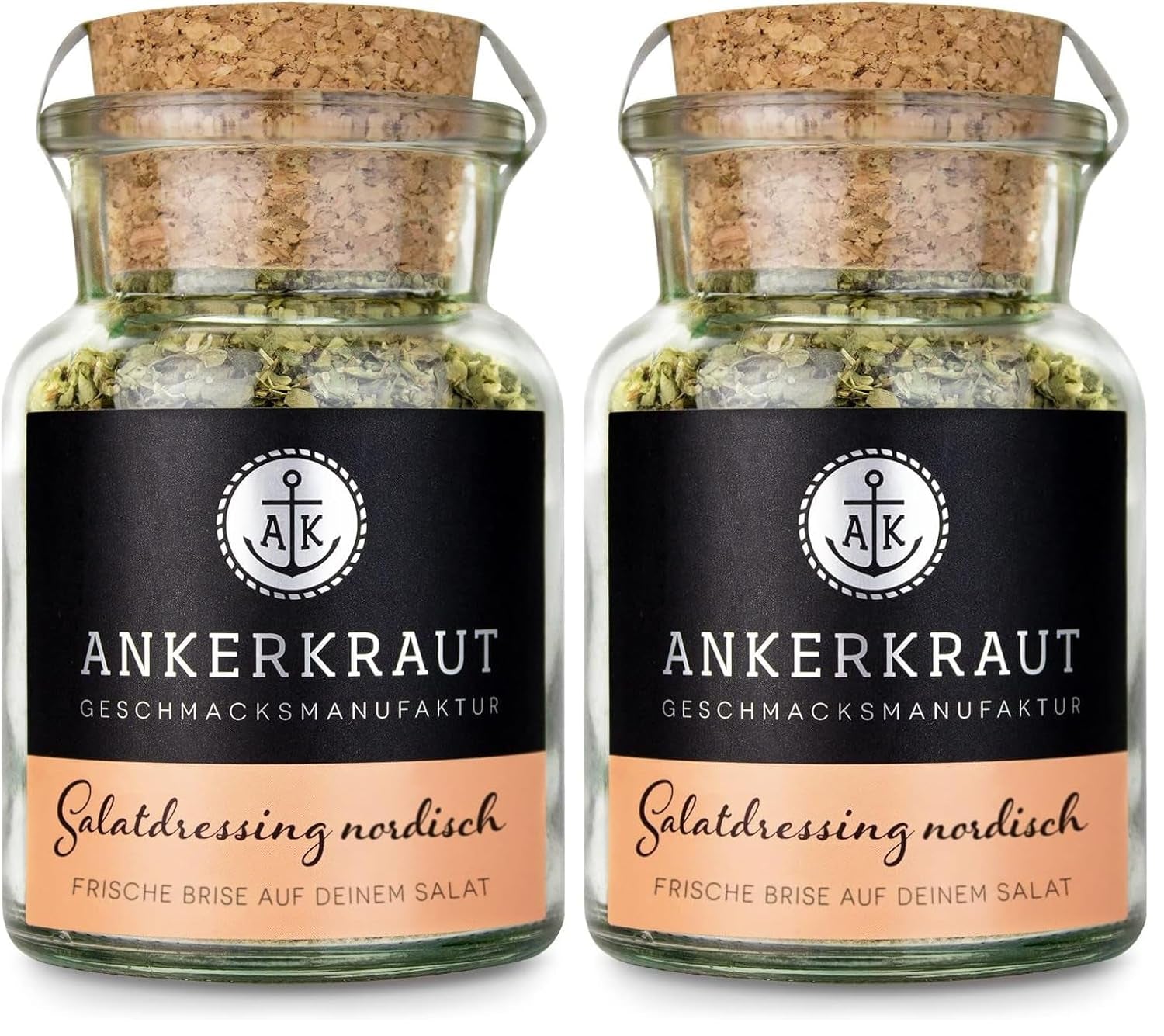Ankerkraut Aderezo para ensalada Nordisch Gewürz, 115 g en vaso de corcho, Aderezo para Knackigen Salat Schnell Selber Machen, Premium Qualität aus Hamburg