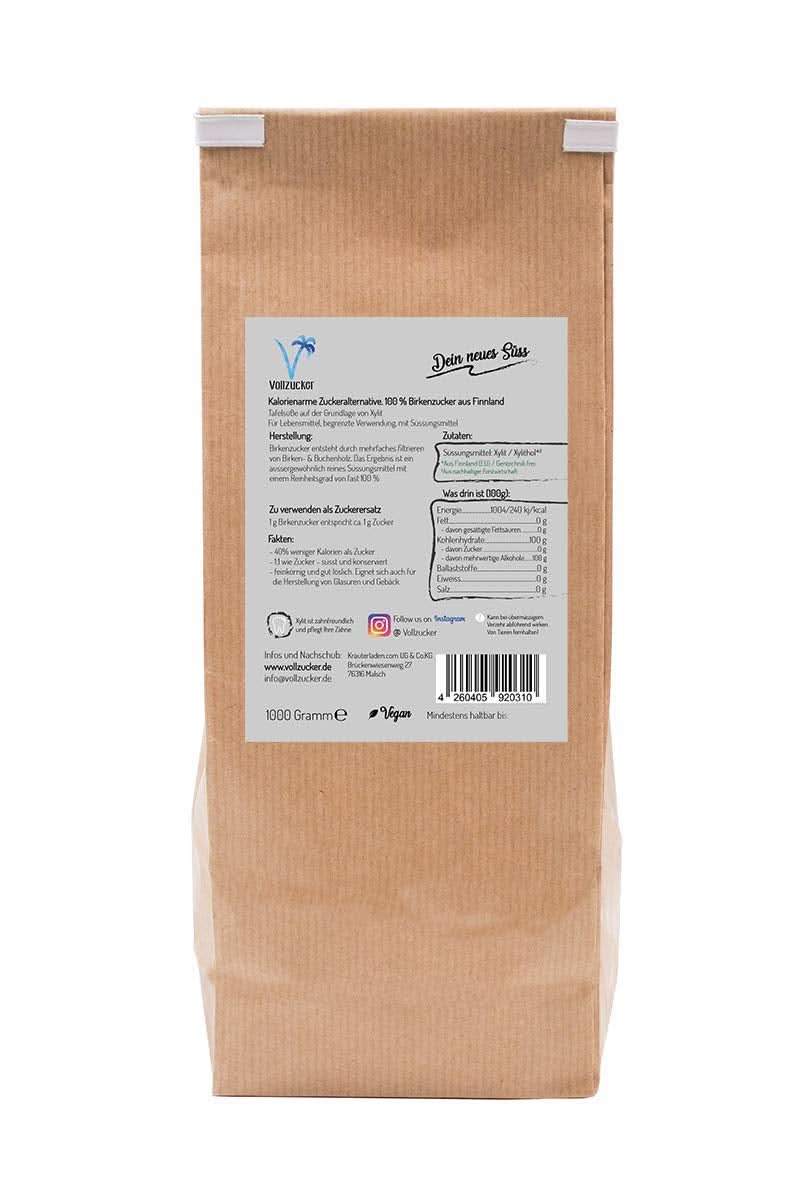 Auténtico azúcar de abedul (Xylitol) de Finlandia, 1 Kg Edulcorantes Naty Shop