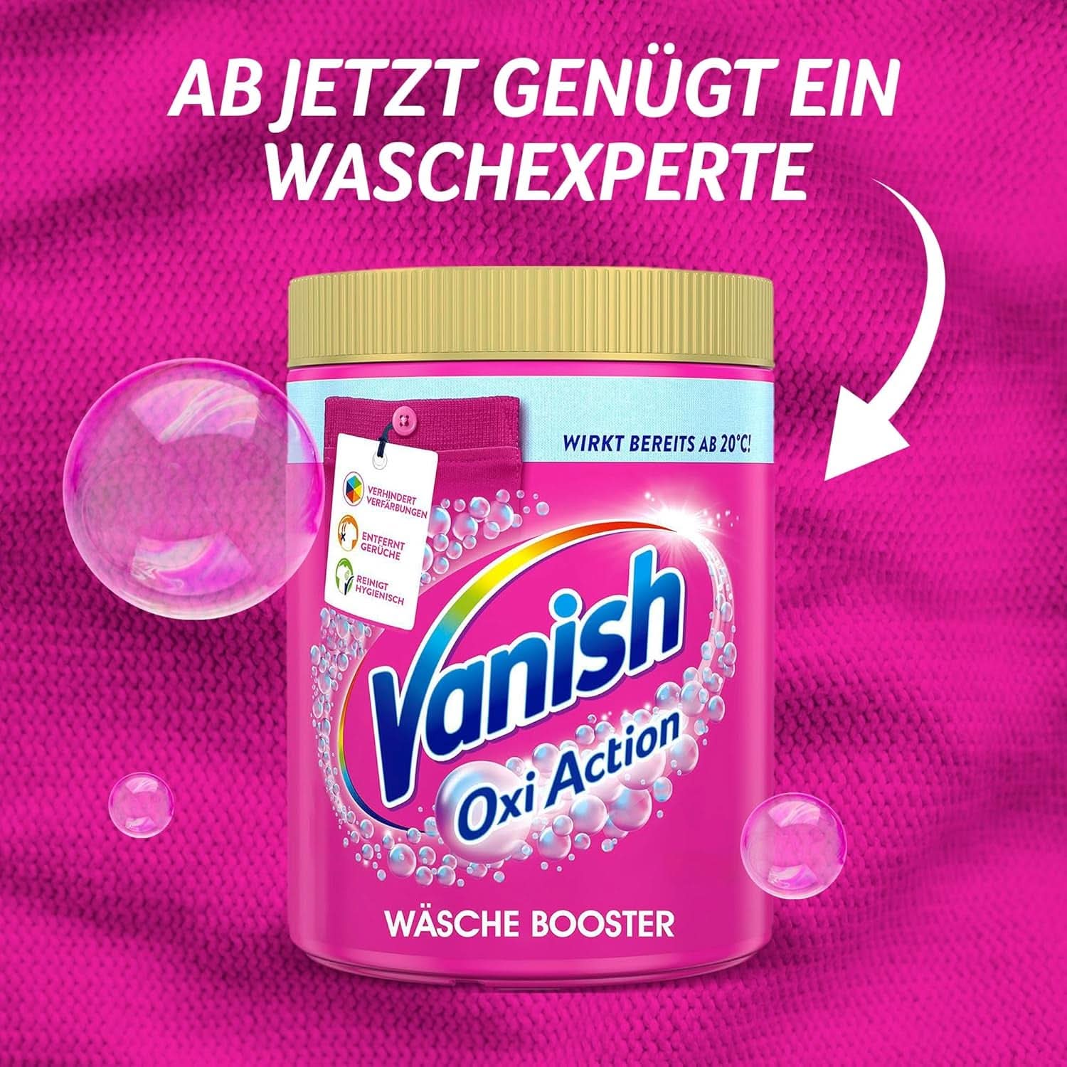 Vanish Oxi Action Powder Pink - 1,125 Kg - Polvo quitamanchas y mejorador de la ropa sin cloro - para ropa de color Detergentes para la ropa Naty Shop