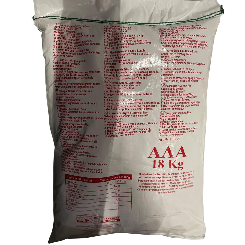 ARROZ ROYAL THAI - Arroz de grano largo y fragante con jazmín - 1 x 18 kg