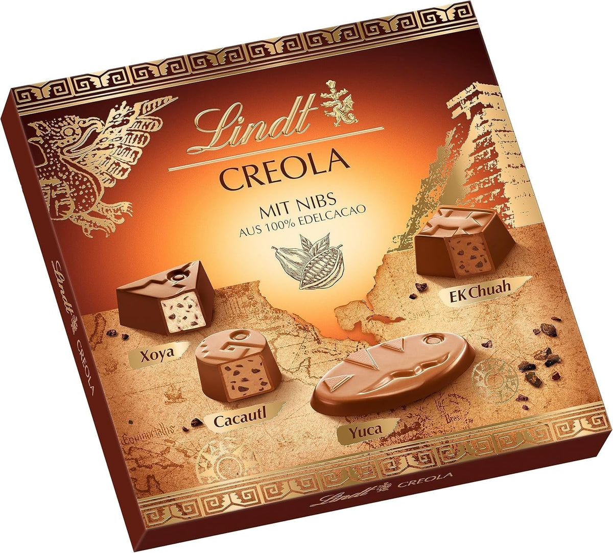 Lindt - Praline Creola, 15 bomboane de ciocolata in 4 sortimente delicioase, fara alcool, 165 grame Bomboane de Ciocolata Naty Shop