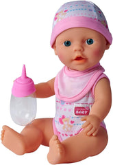 Simba 105037800 - Conjunto para bebé recién nacido, 2 unidades, es un artículo geliefert, vollvinylpuppe mit Trink- und Nässfunktion, chupete, botella, tapa y Lätzchen, 30cm, ab 3 Jahren