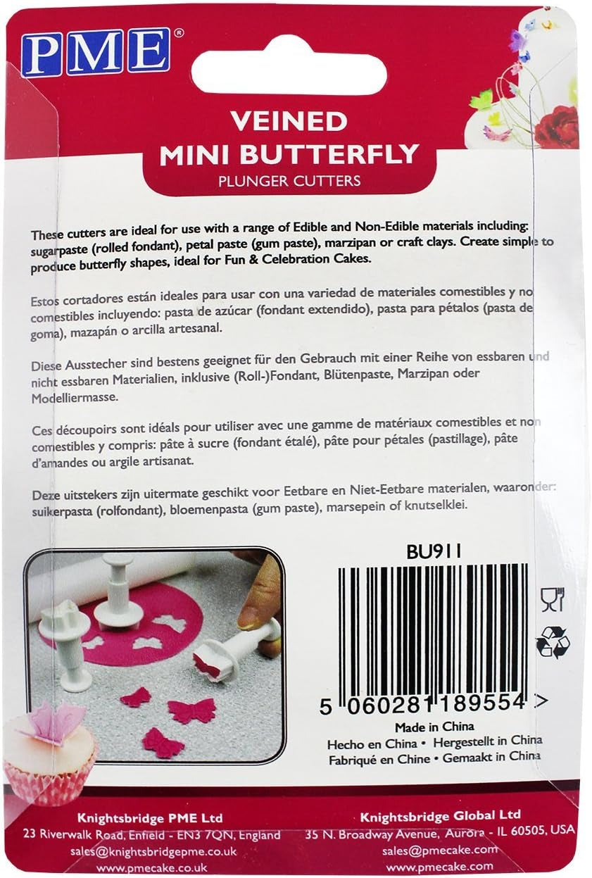 Set mini piston fluture, alb, 3 piese, 4,5 x 2,7 x 2,7 cm