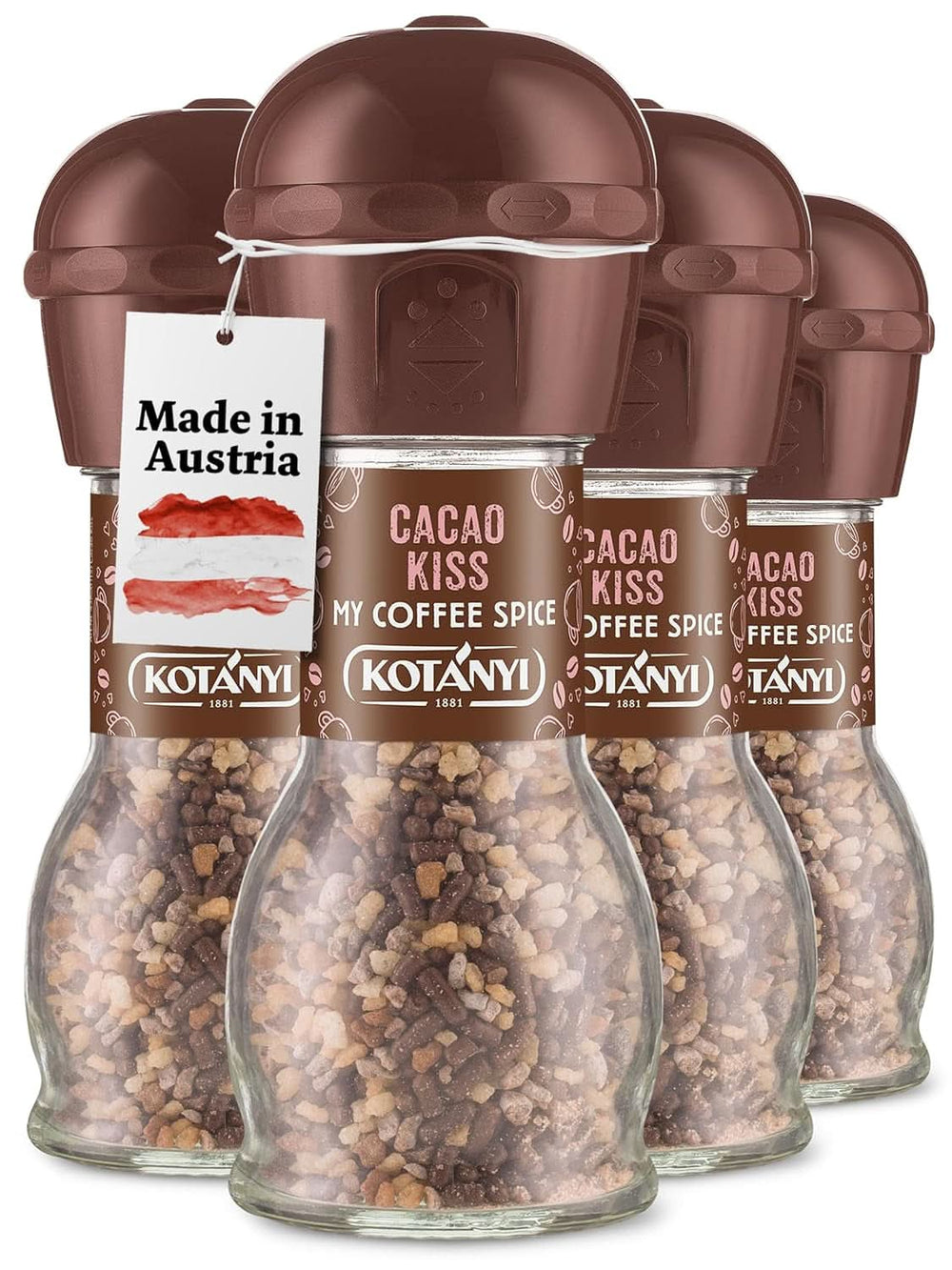 Topping para café Kotanyi Cacao Kiss | Maravilloso chocolate con finos trozos de chocolate, pack de 4 (4 X 63 gramos) Naty Shop Cacao Kiss 4 x 63 gramos