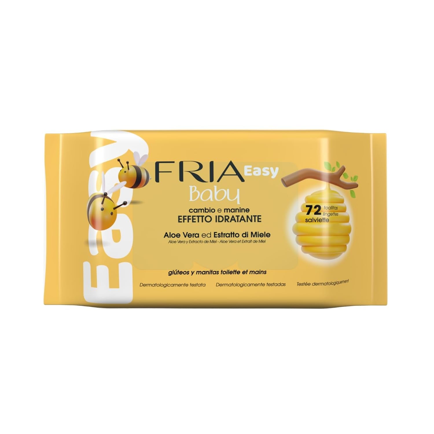 Toallitas húmedas Easy Baby con aloe vera y extracto de miel, hidratantes para la piel, dermatológicamente probadas, paquete de 20 toallitas