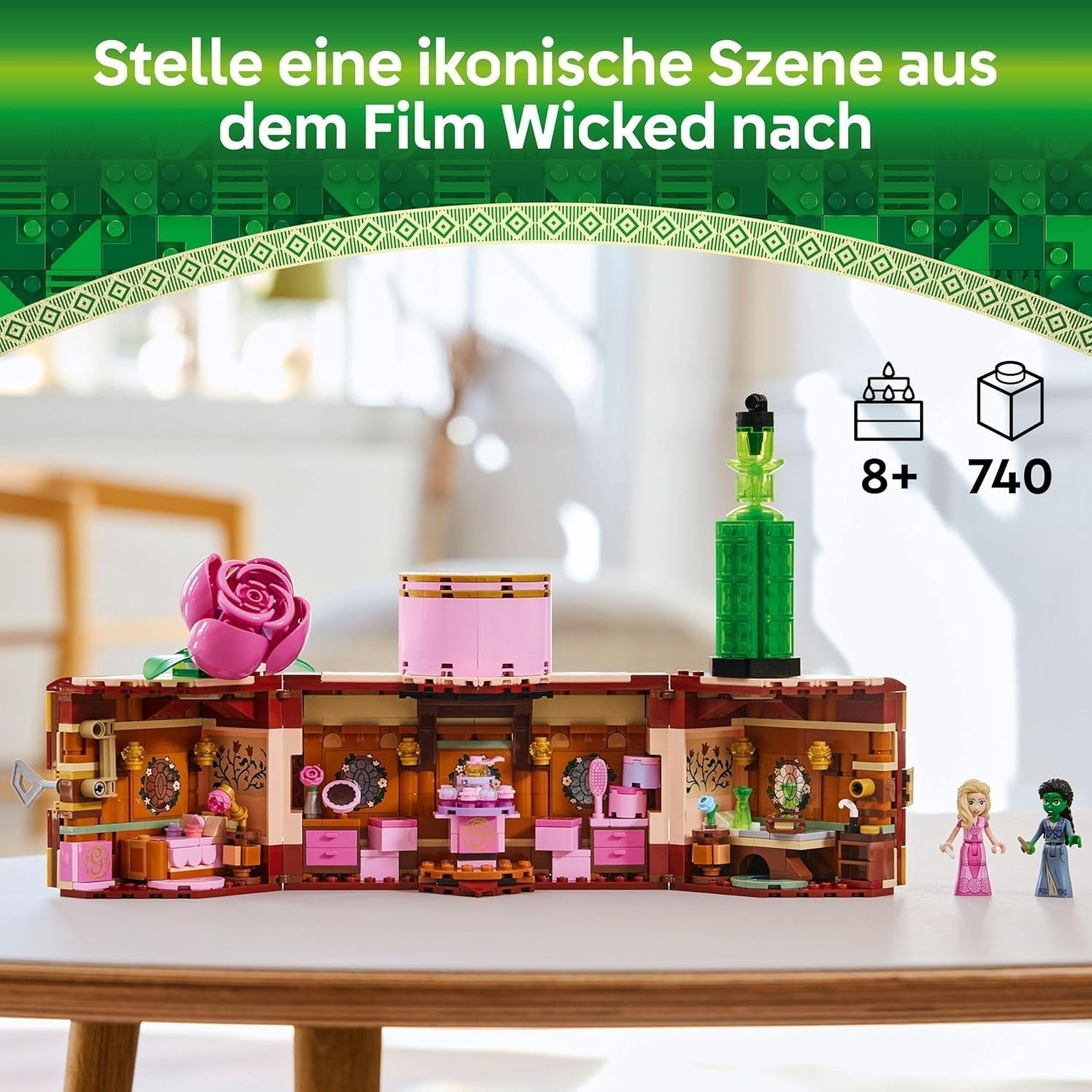 LEGO Dormitorio de Wicked Glinda y Elphaba - Casa de muñecas con 2 minimuñecas de las Brujas de Oz, accesorios geniales que incluyen flores y trajes - Juguete creativo para niñas mayores de 8 años y fans - 75683 Juegos de construcción Besuche den LEGO-Store