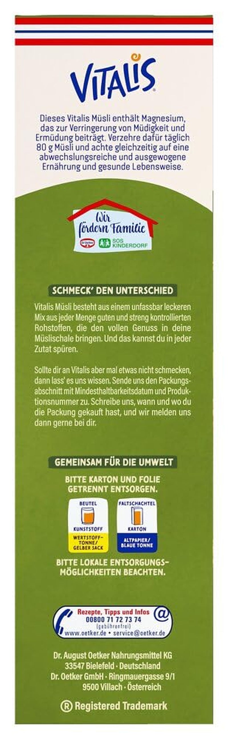 Dr. Oetker Vitalis Classic Crispy Muesli: paquete grande de muesli crujiente para el desayuno con pasas, 1 paquete, 1,5 kg