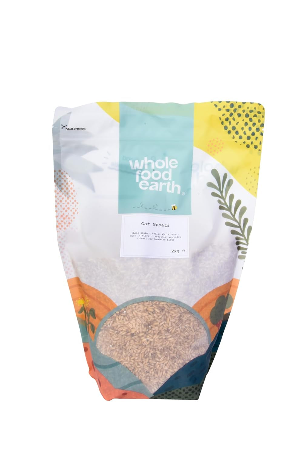 Granos de avena Wholefood Earth 2 kg | Sin OGM | Naturales | Rico en fibra