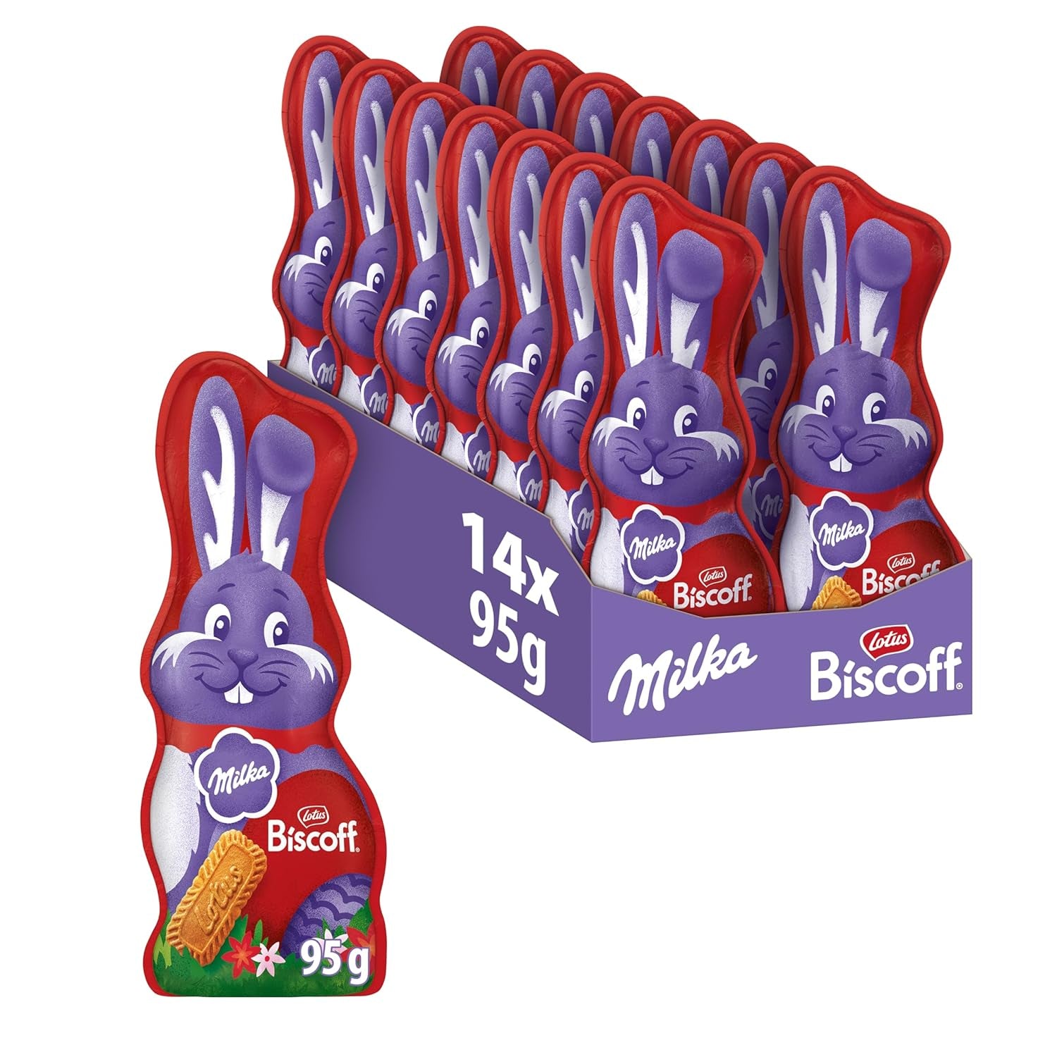 Milka Smiling Bunny Biscoff – delicado conejito de Pascua con chocolate y trozos de galletas Lotus Biscoff – 95g