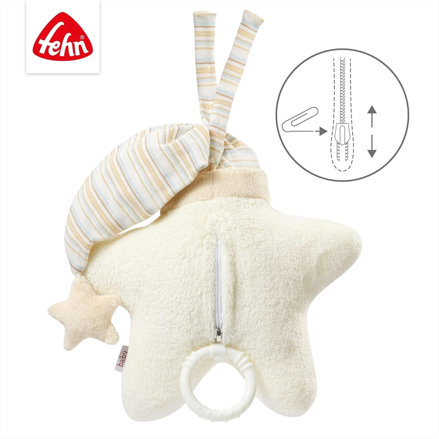 Fehn music box baby sleep aid star - cutie muzicală cu mecanism muzical detașabil pentru agățat - melodia de ajutor pentru somn "Weißt du wieviel Sternlein stehen" - jucărie pentru bebeluși și copii de la 0+ luni Jucarii Bebe Naty Shop