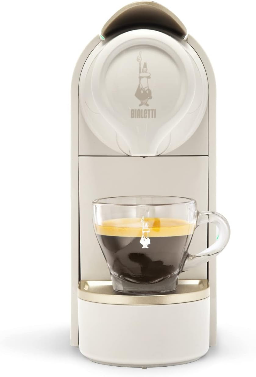 Bialetti Gioia, espressor pentru capsule de aluminiu, super compact, rezervor de 500 ml, 50% plastic reciclat, culoare taupe