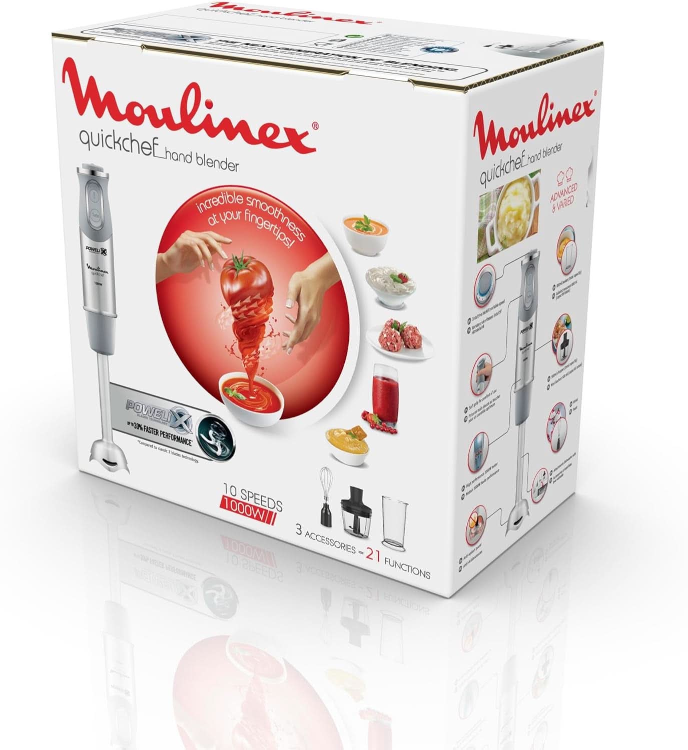 Quick Chef Quickchef – Stabmixer Mit 3 Zubehör, Edelstahl, 10 Geschwindigkeiten, 1000 W Mama si Copilul Naty Shop