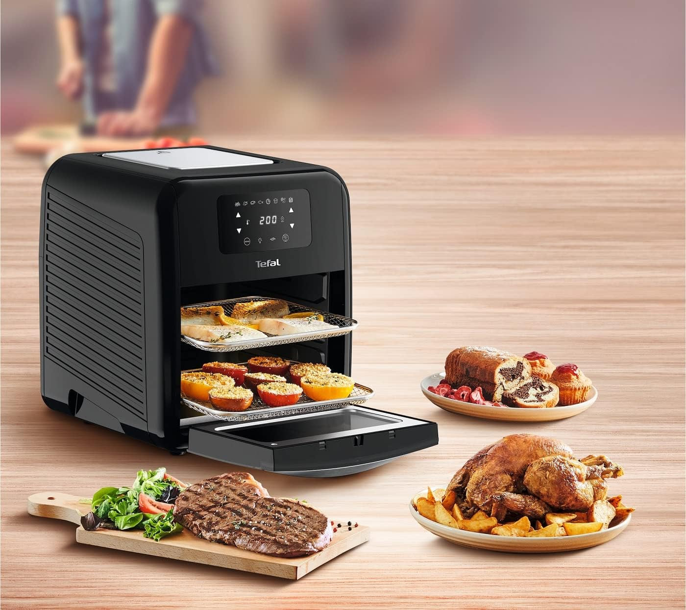 Tefal Easy Fry Oven & Grill Freidora de aire caliente 9 en 1, 11 L Para 6 raciones, 7 accesorios, 8 programas, recetas online Electrodomésticos Naty Shop