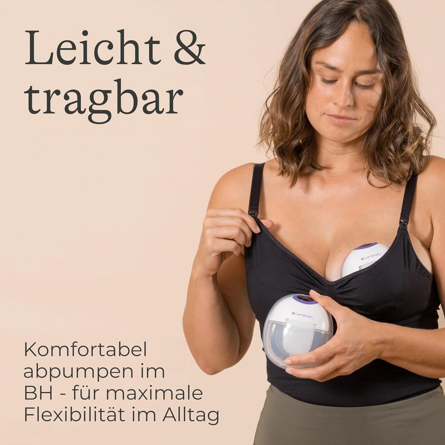 Lansinoh Tragbare Elektrische Doppelmilchpumpe – Freihändig Und Leise Abpumpen Ohne Kabel & Schläuche – Wiederaufladbarer Akku – Einfache Bedienung & Reinigung - Accesorios manos libres Alimentación y lactancia Bebe Naty Shop