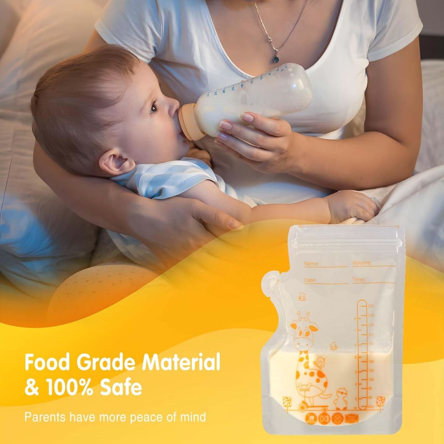 Vinabo 50 Stück Muttermilchbeutel, 250Ml Bpa-Free Muttermilk Storage Bag, Milchbeutel Für Muttermilch Mit Ausgießer Für Das Stillen, Selbststehender, Kann Eingefroren Werden, Vorsterilisiert Accesorios Alimentación y Lactancia Baby Naty Shop