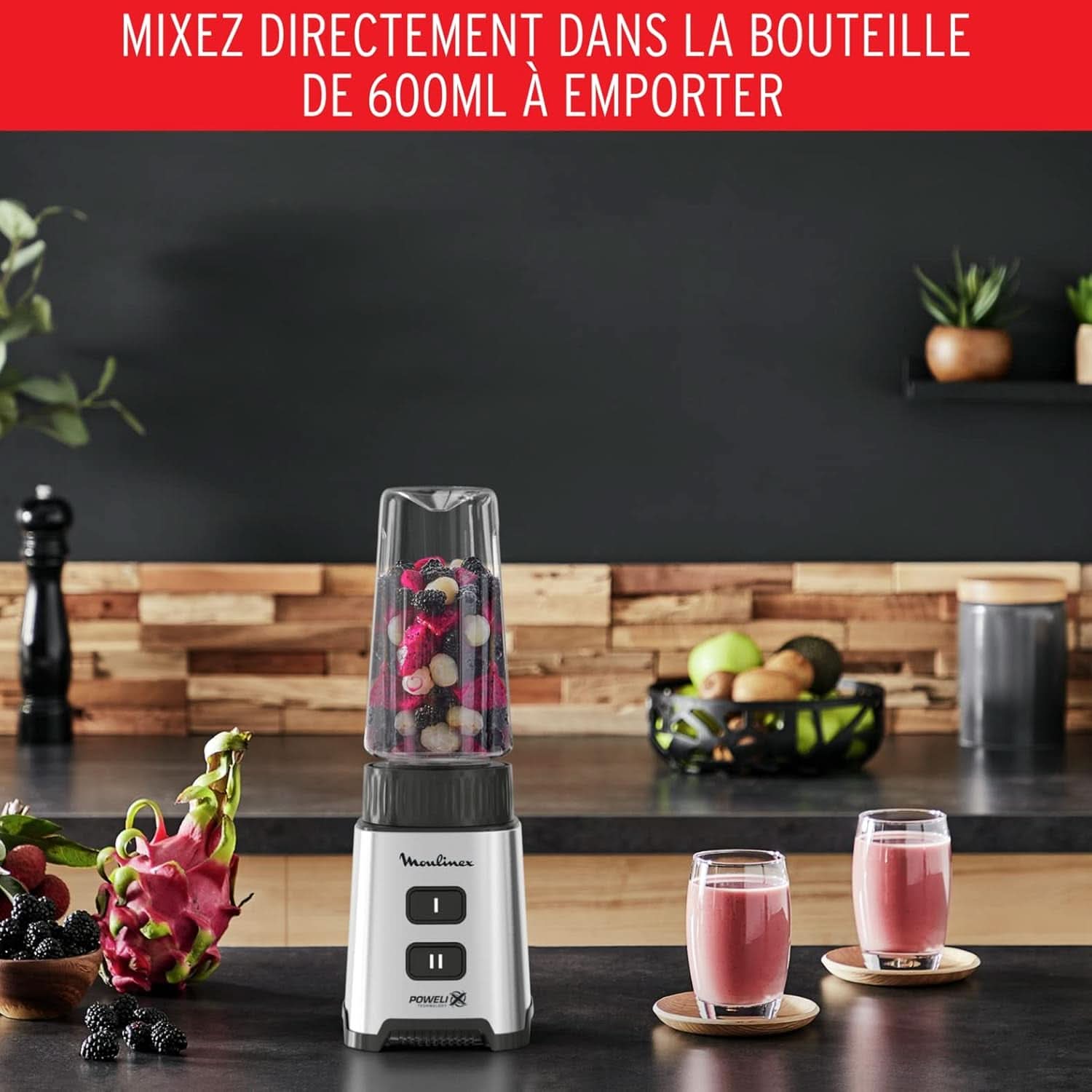 Batidora Pulseo LM17GD, 400 W, 4 Cuchillas, 700 Ml, Vaso Portátil 600 Ml Cocina Naty Shop