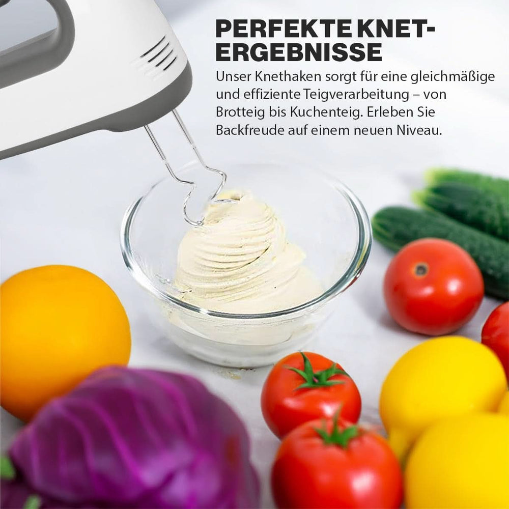 Mezclador Clatrónico | Motor Kraftvoller de 400 vatios | Batidora de mano | Turbostufe y 5 Geschwindigkeitsstufen | Batidora de mano | Spülmaschinengeeignete Edelstahlquirle Und -Knethaken | HM 3775 Cocina Tienda Naty