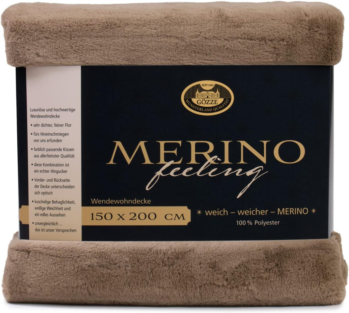 Gözze - manta cómoda, reversible, alta densidad 600 g/m², 150 x 200 cm - camas y mantas verde oscuro besuche den gözze-store taupe 150 x 200 cm