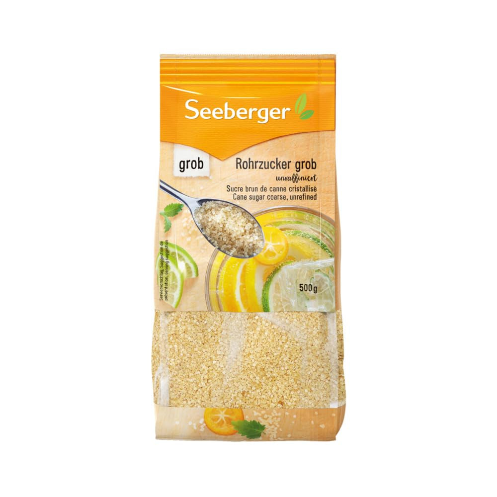 Seeberger Rohrzucker Grob 5Er Pack: Vollrohrzucker Besonders Aromatisch - Ideal Para Cócteles Y Zum Backen - Grob - Sin raffiniert, Vegano (5 X 1 Kg) Edulcorantes Naty Shop 500 G (12Er-Pack)