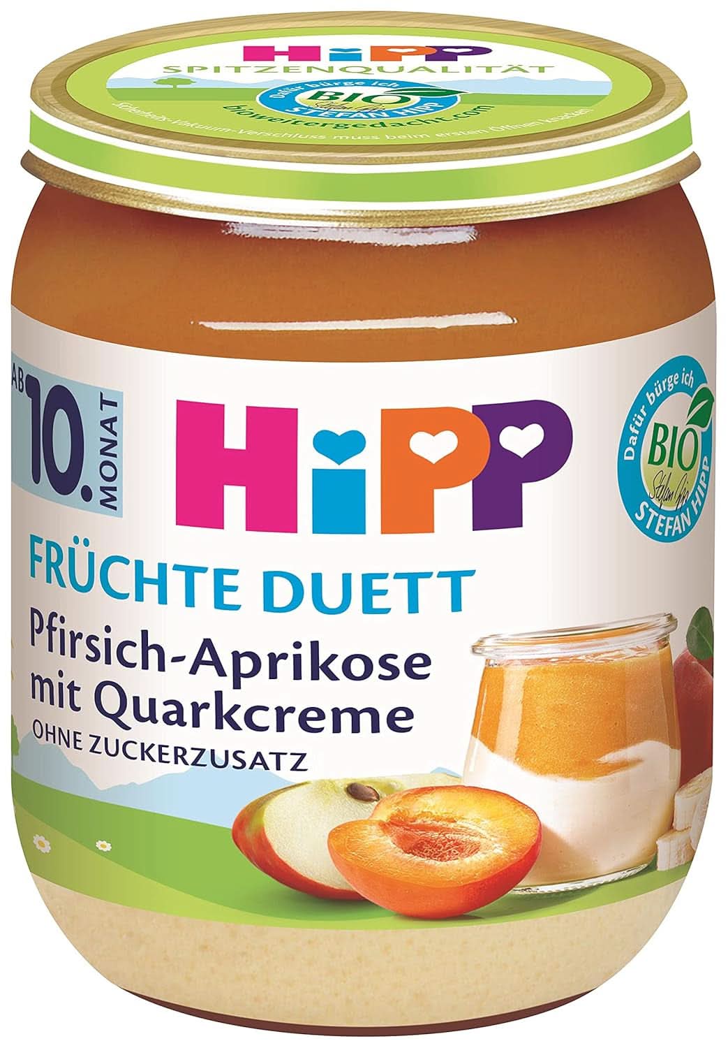 Hipp Organic Fruit Duet Melocotón y Albaricoque con Queso Crema, Paquete de 6 (6 X 160 gramos) Mother and Baby Naty Shop 160 gramos Melocotón y Albaricoque con Queso Crema