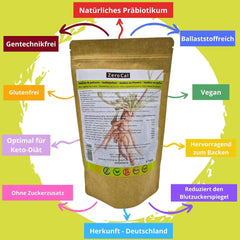 Zerocal - Inulina En Polvo De Achicoria-Wurzel 500 G | Inulina Mit Hohem Ballaststoffgehalt | 100% vegano y sin gluten | Herkunft Deutschland Edulcorantes Naty Shop