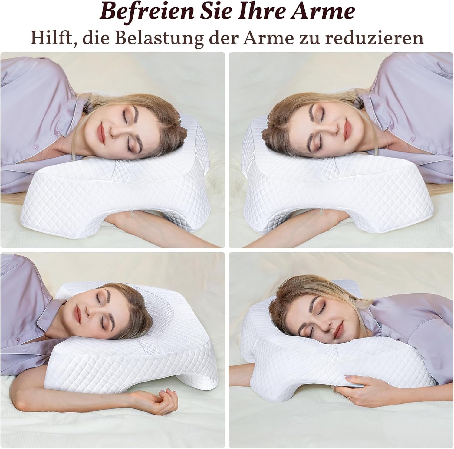 SAHEYER Pernă pentru dormit lateral cu braț, pernă ortopedică ergonomică, pernă din spumă de memorie pentru gât și umăr, pernă pentru gât cu brațe multiangulare pentru multe poziții de dormit (alb) Perne ortopedice cervicale Naty Shop