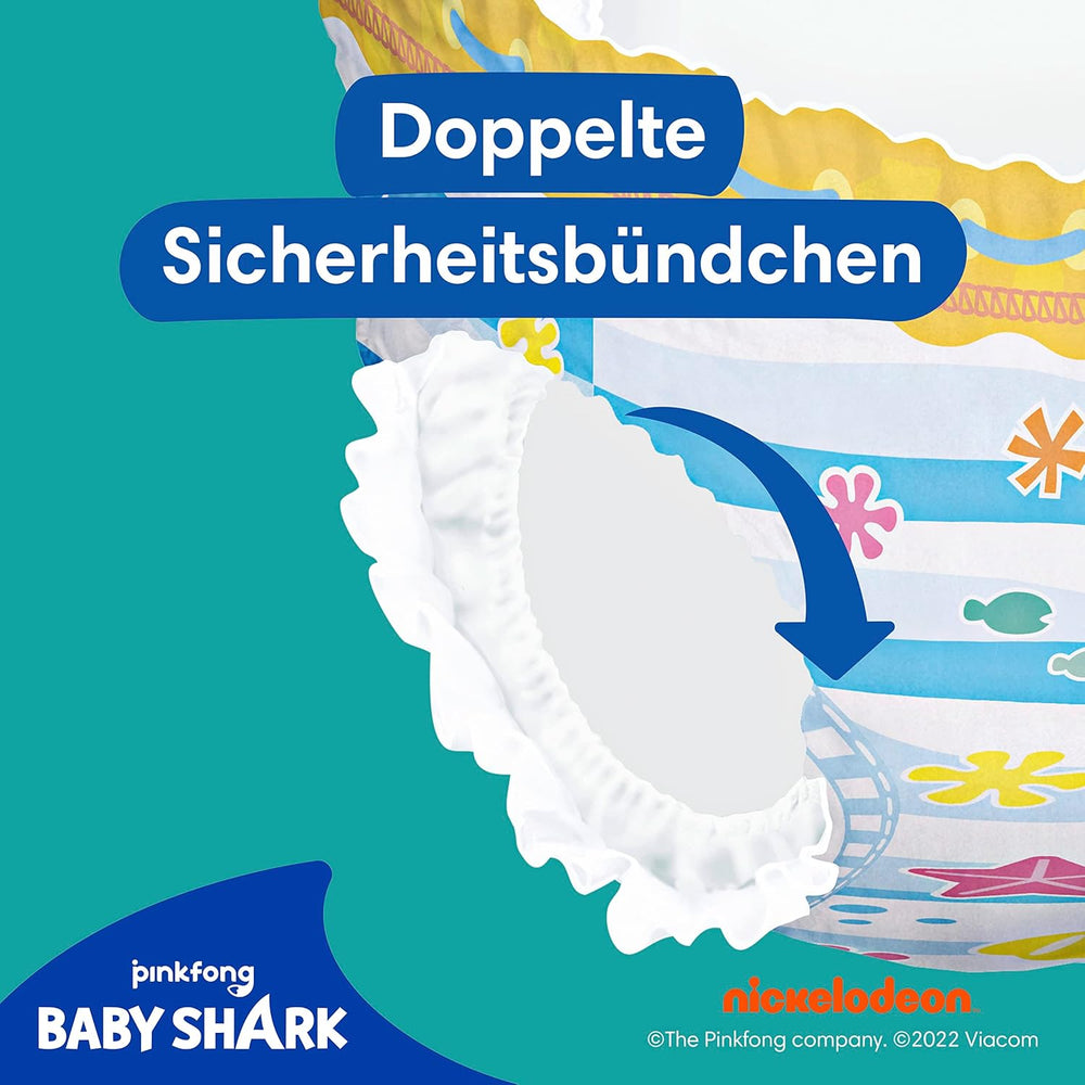 Pampers Splashers Baby Shark Pañales de natación desechables de edición limitada 4-5, 11, 9 kg-15 kg, para una protección segura en el agua