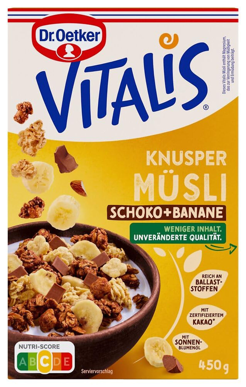 Dr. Oetker Vitalis Crunchy Honeys: Muesli crujiente con miel para desayunos y meriendas, paquete de 5 (5 x 600 g)