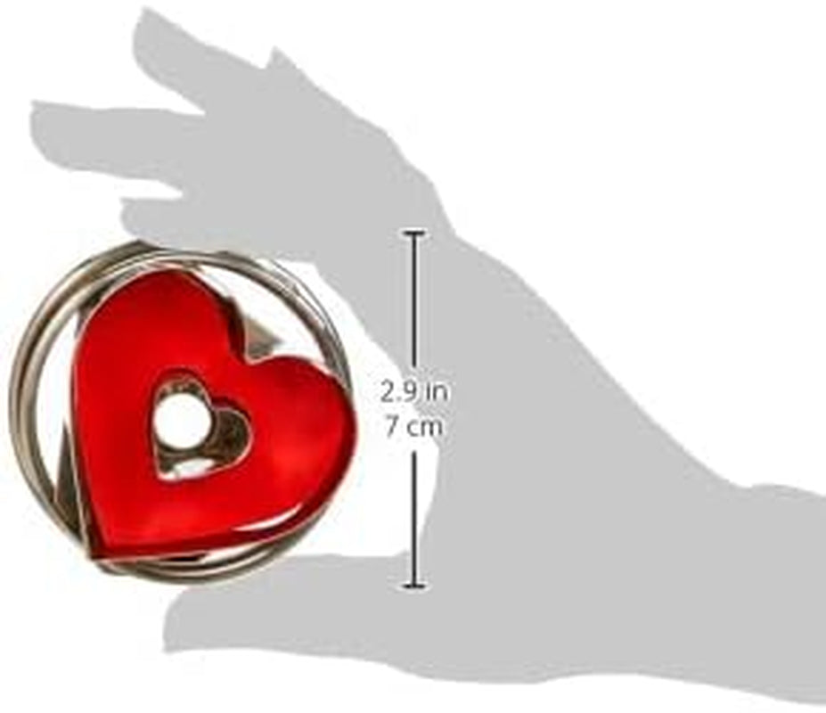 Städter 966353 Formă de biscuiți cu ejector, în formă de inimă, oțel inoxidabil, diametru 4,8 cm, argintiu/roșu, 4,8 x 4,8 x 4,8 cm