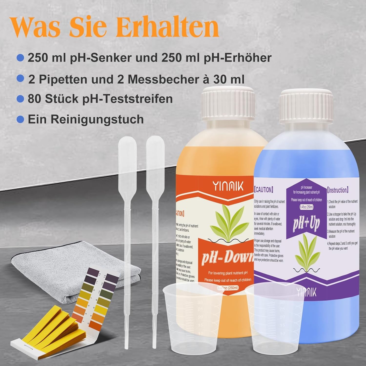 Regulador de pH para hidroponía, líquido para aumentar y disminuir el pH, líquido regulador de pH para reducir o aumentar el valor del pH, tampón premium de 250 ml, adecuado para todos los sistemas hidropónicos (suelo y agua)