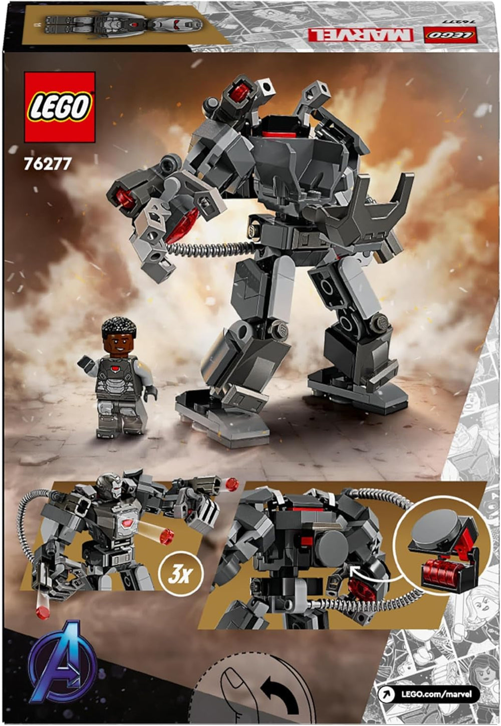 LEGO Marvel Máquina de Guerra Mech, Superhéroe de 3 disparos, juguete para construir para niños, figura de acción legendaria del MCU, regalo para niños y niñas de 6 años, 76277 Juegos de construcción Beuche den LEGO-Store