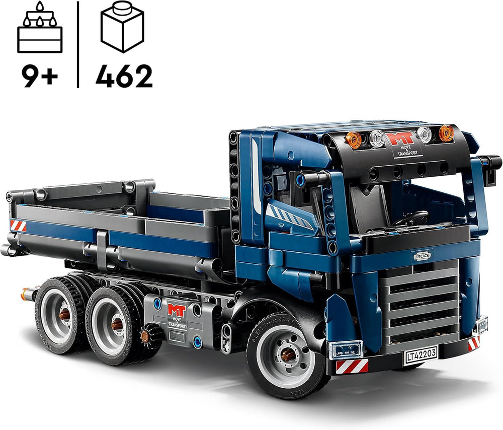 LEGO Technic Camión volquete de juguete con volante y camión volquete móvil - vehículo de construcción azul - idea de regalo para cumpleaños o días festivos - juego de construcción para niños y niñas a partir de 9 años 42203 Juegos de construcción Besuche den LEGO-Store