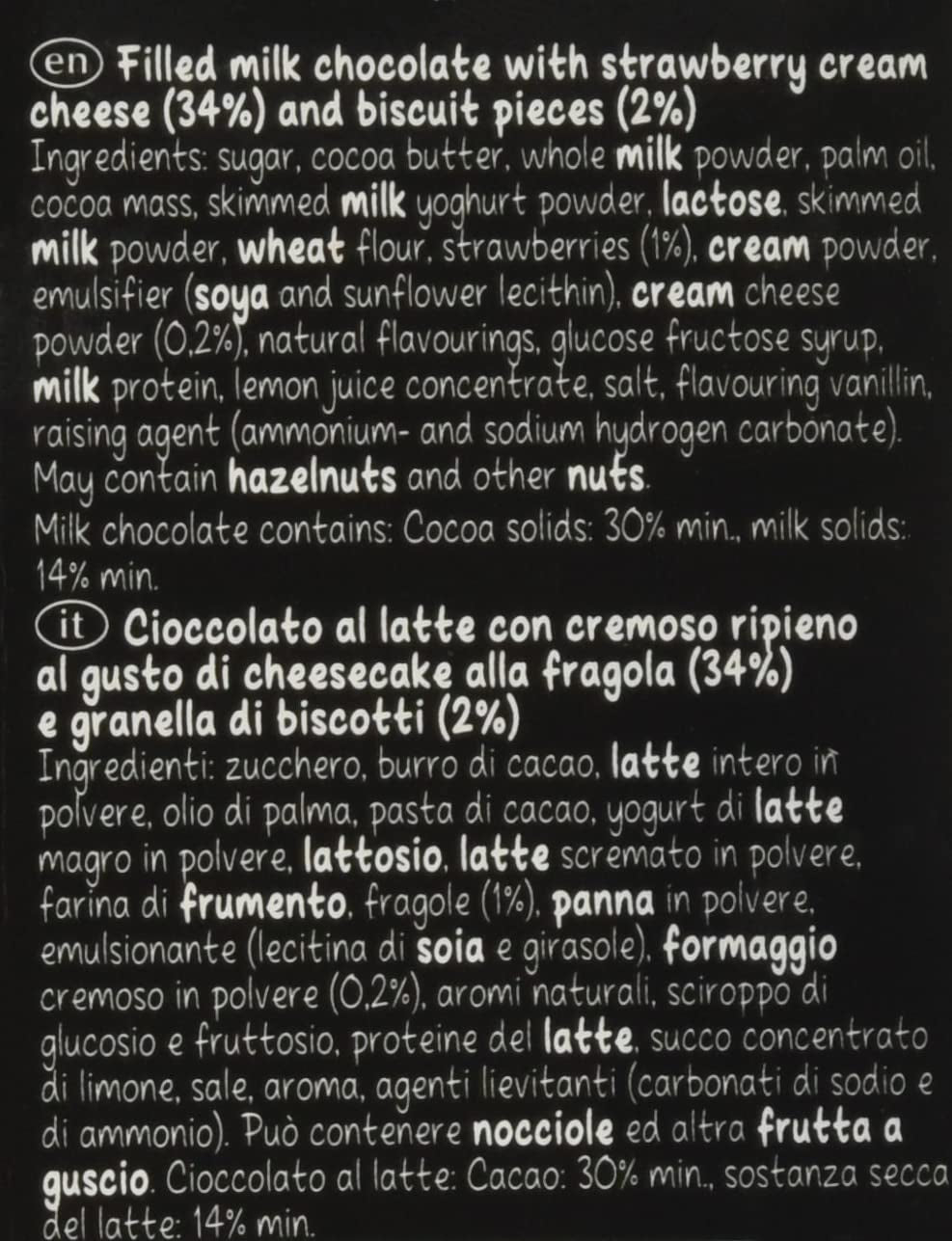 Lindt HOLA Tarta de queso con fresas y chocolate | Barra 100g | Chocolate con leche con relleno de crema de quark de fresa | Barra de chocolate | Regalo de chocolate (paquete de 5)