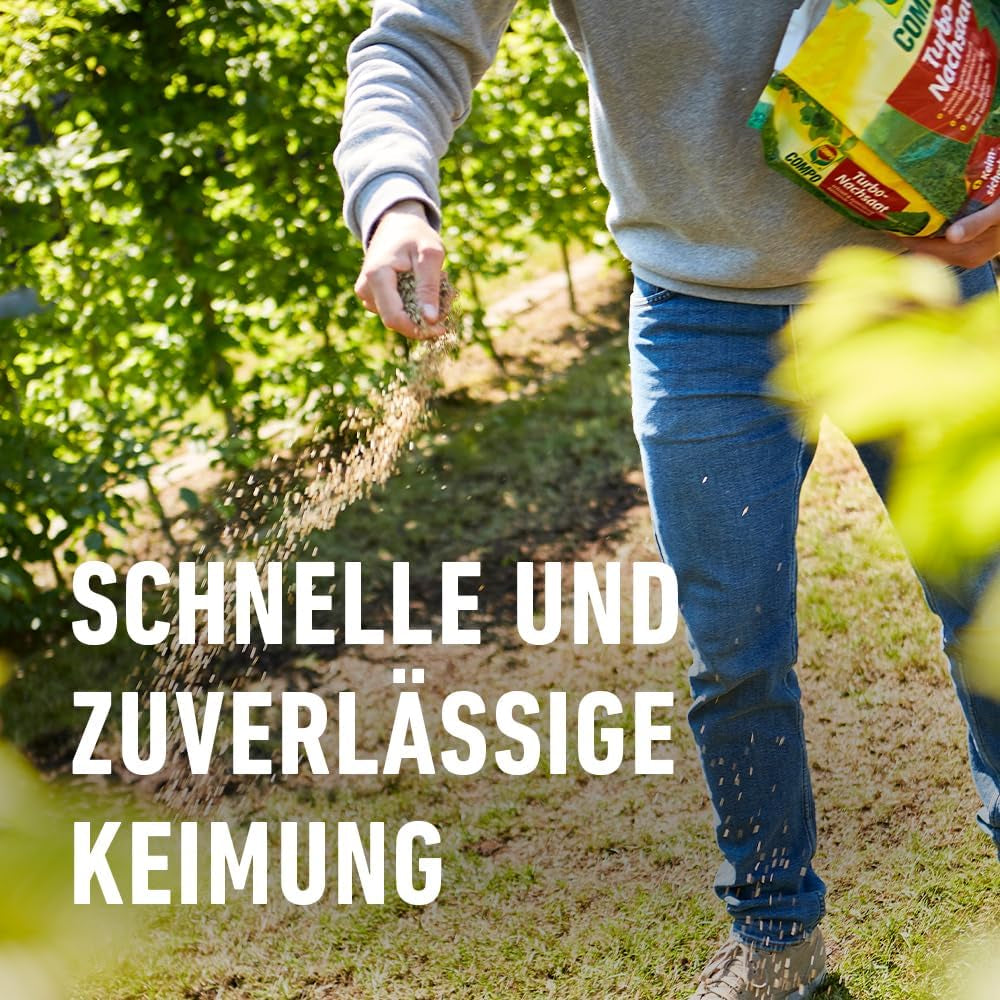 COMPO Turbo Nachsaat - Schnellkeimende Rasensaat - Premium Rasensamen Mit Keimsicherheit - 2,6Kg Für 130 M²