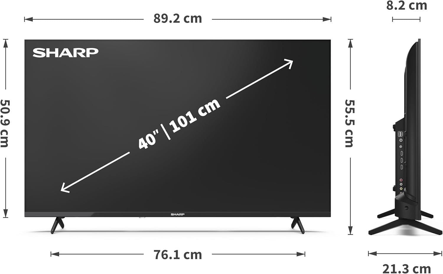 SHARP 40HA1305E – Ecran FHD de 40", fără ramă, 60 Hz, Sunet 2x8 W, HDMIx3, USBx2, Culoare Negru