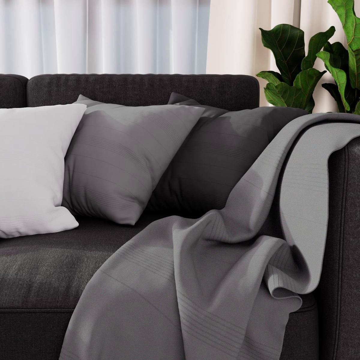 Soleil d'ocre adele plaid, tirado desde el sillón, polialgodón, gris, 140 x 200 cm camas y mantas besuche den soleil d'ocre-store gris 140 x 200 cm