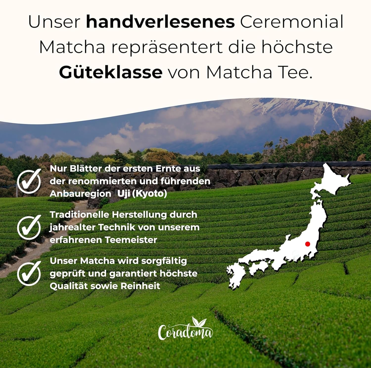 Matcha de calitate ceremonială din Japonia – pudră de matcha 100% naturală, măcinată manual din prima recoltă, ceai verde japonez original în cutie de 40 g – calitate pură și tradițională