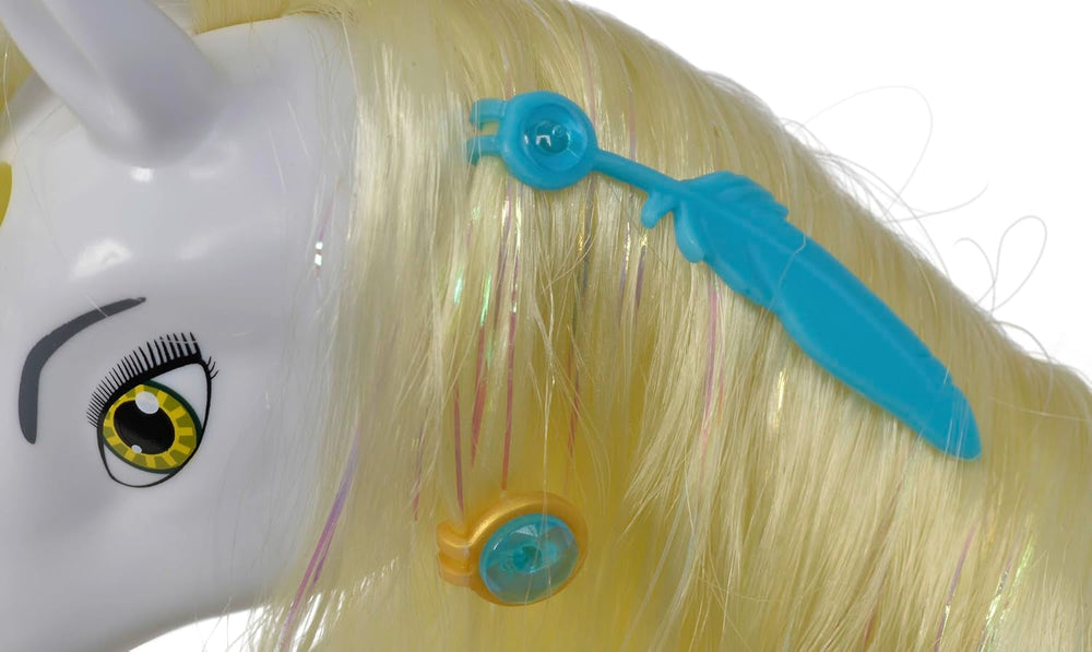 Simba 109480093 - Mia and Me Unicorn Onchao, Cu aripi mobile, agrafe de păr, perie pentru coafat, cal de joacă, ponei, Centopia, de la 3 ani, roz Papusi Naty Shop