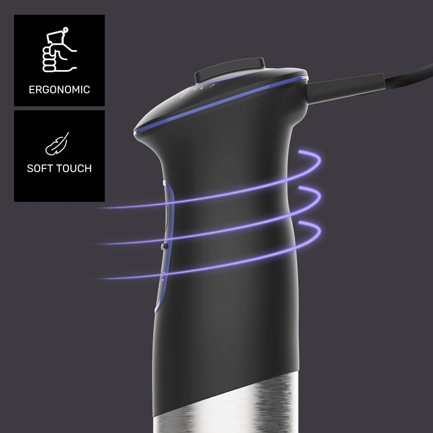 Batidora de Pie Taurus 1000W | 20 Geschwindigkeitstufen | Función turbo | 4 Edelstahlklingen | Diseño ergonómico suave al tacto | Spritzchutz | Accesorios | Edelstahl | Elektrisch |Kunststoff, Silber/Schwarz Tienda Madre e Hijo Naty