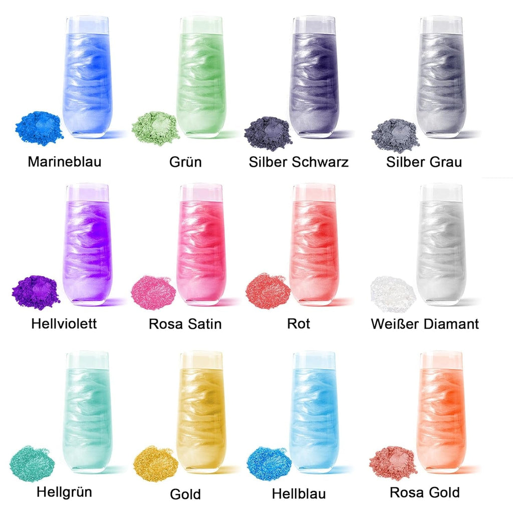 Set de sclipici comestibil - 12 culori pudră sclipitoare pentru băuturi, pudră colorantă alimentară fără gust, pudră sclipitoare pentru ciocolată, prăjituri, fondant, băuturi, lichide - 3G