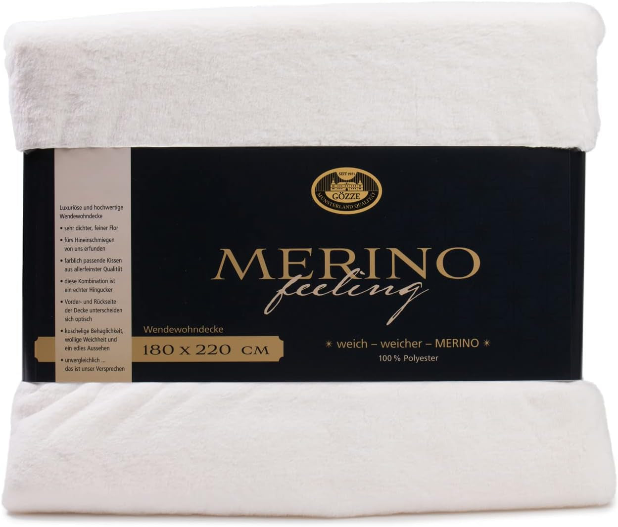 Gözze - manta cómoda, reversible, alta densidad 600 g/m², 150 x 200 cm - camas y mantas verde oscuro besuche den gözze-store lana blanca 180 x 220 cm