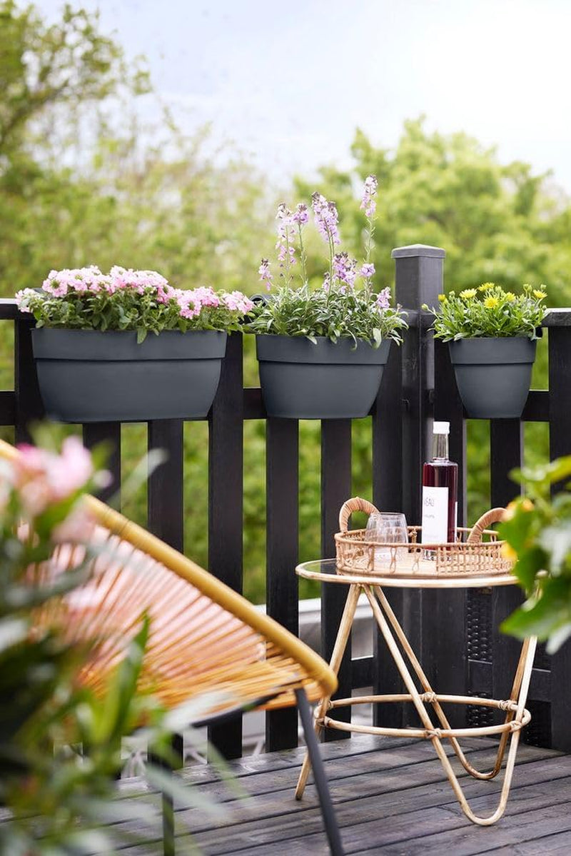elho Vibia Campana Easy Hanger M 36 - Ghiveci pentru balcon și exterior - Ø 36,0 x H 26,5 cm - Negru/Antracit