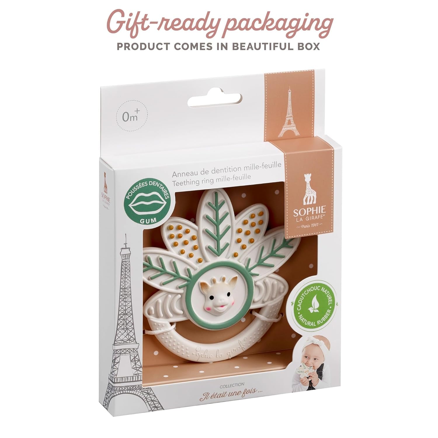 Girafa Sophie - Inel de dentiție cu o mie de frunze Girafa Sophie – Jucărie de mestecat – Cauciuc – Diverse texturi – Pentru copii de la 0 luni